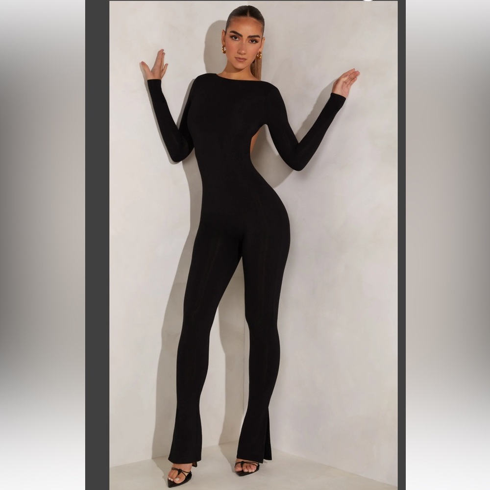 Oh Polly Black High Neck Open Back Jumpsuit